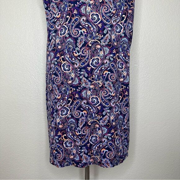 Lands’ End Blue Notch Neckline Paisley Jersey Knit Dress - Picture 8 of 12